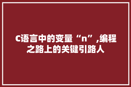 C语言中的变量“n”,编程之路上的关键引路人