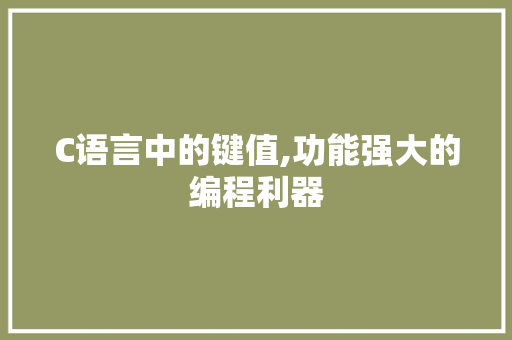 C语言中的键值,功能强大的编程利器 神马SEO