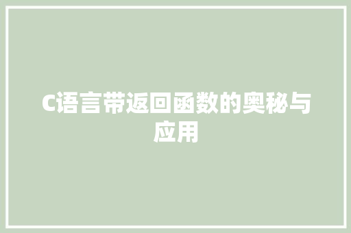 C语言带返回函数的奥秘与应用 百度SEO