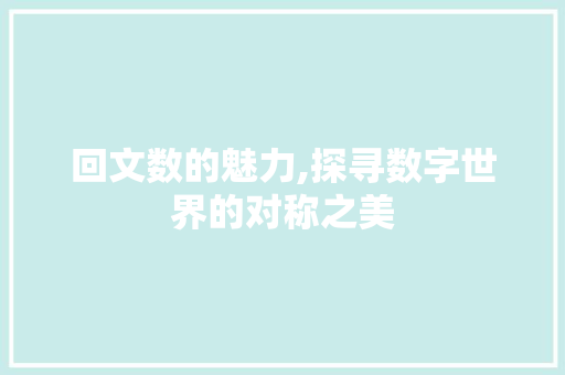 回文数的魅力,探寻数字世界的对称之美 神马SEO