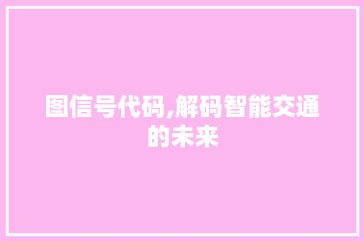 图信号代码,解码智能交通的未来 GoogleSEO