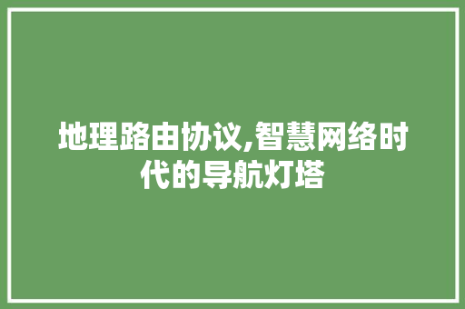 地理路由协议,智慧网络时代的导航灯塔