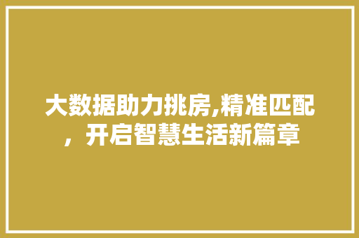大数据助力挑房,精准匹配，开启智慧生活新篇章 神马SEO