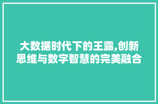 大数据时代下的王露,创新思维与数字智慧的完美融合 搜狗SEO