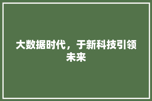 大数据时代，于新科技引领未来 搜狗SEO