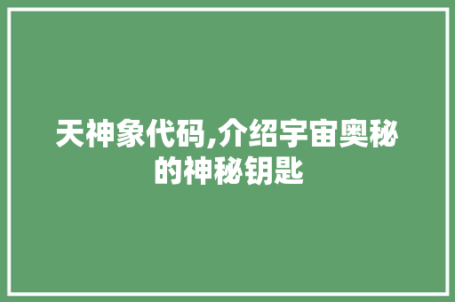 天神象代码,介绍宇宙奥秘的神秘钥匙