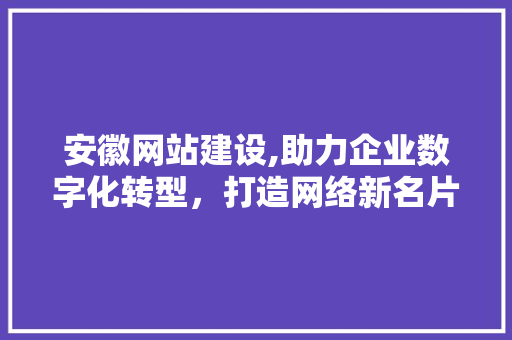 安徽网站建设,助力企业数字化转型，打造网络新名片 搜狗SEO