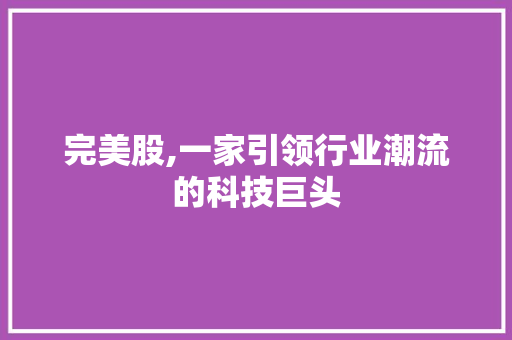 完美股,一家引领行业潮流的科技巨头