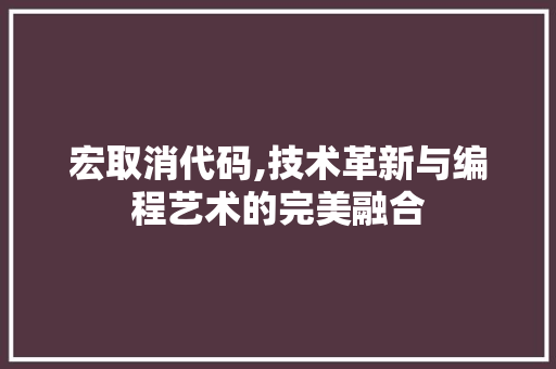 宏取消代码,技术革新与编程艺术的完美融合