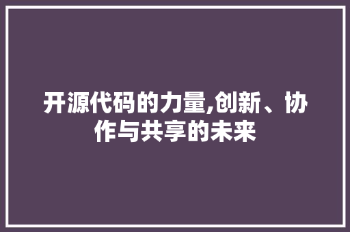 开源代码的力量,创新、协作与共享的未来