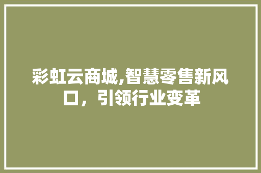 彩虹云商城,智慧零售新风口，引领行业变革 必应SEO