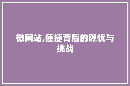 微网站,便捷背后的隐忧与挑战 百度SEO