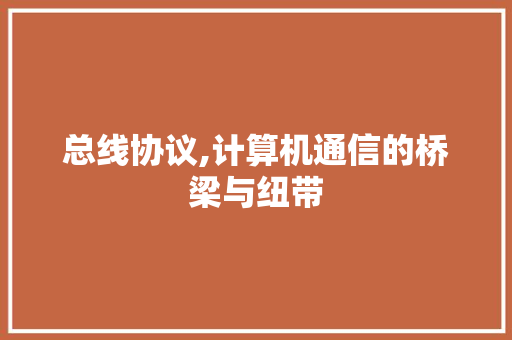 总线协议,计算机通信的桥梁与纽带 百度SEO