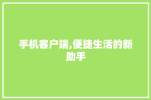 手机客户端,便捷生活的新助手 搜狗SEO