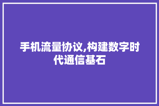 手机流量协议,构建数字时代通信基石