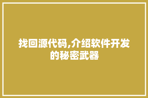 找回源代码,介绍软件开发的秘密武器 必应SEO