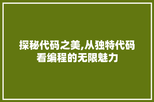 探秘代码之美,从独特代码看编程的无限魅力 必应SEO