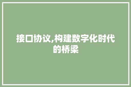 接口协议,构建数字化时代的桥梁