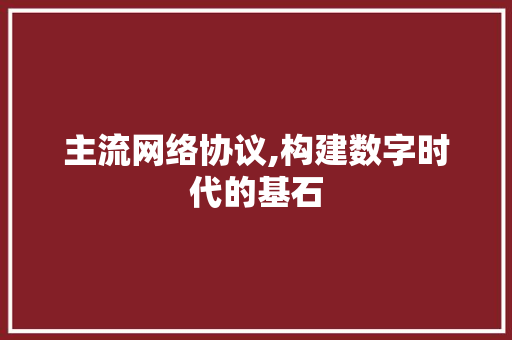 主流网络协议,构建数字时代的基石 神马SEO