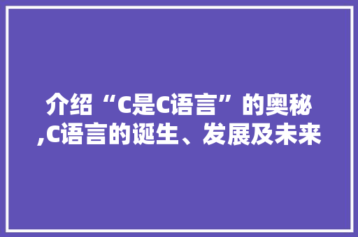 介绍“C是C语言”的奥秘,C语言的诞生、发展及未来展望 神马SEO