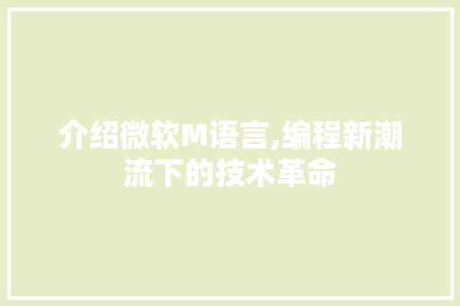 介绍微软M语言,编程新潮流下的技术革命 必应SEO