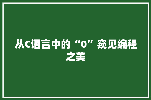 从C语言中的“0”窥见编程之美 百度SEO