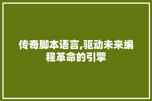 传奇脚本语言,驱动未来编程革命的引擎 百度SEO
