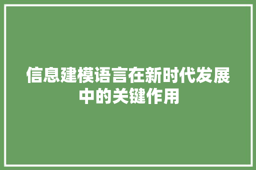 信息建模语言在新时代发展中的关键作用 必应SEO