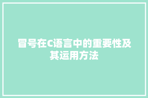 冒号在C语言中的重要性及其运用方法 GoogleSEO