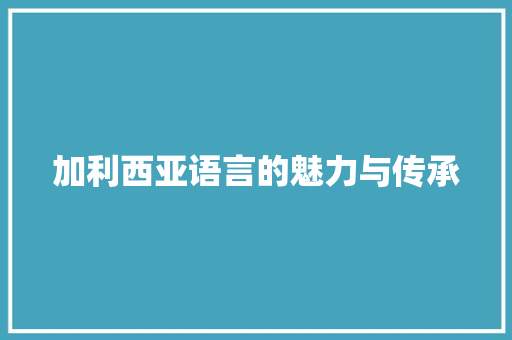 加利西亚语言的魅力与传承