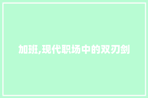 加班,现代职场中的双刃剑 神马SEO