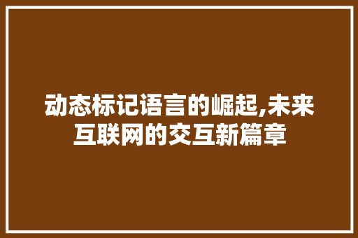 动态标记语言的崛起,未来互联网的交互新篇章 GoogleSEO