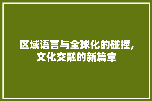 区域语言与全球化的碰撞,文化交融的新篇章 必应SEO