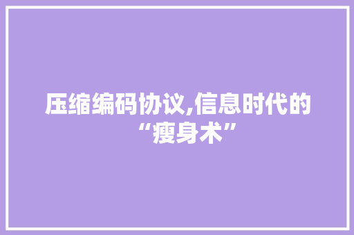 压缩编码协议,信息时代的“瘦身术” 搜狗SEO