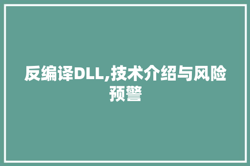 反编译DLL,技术介绍与风险预警 搜狗SEO