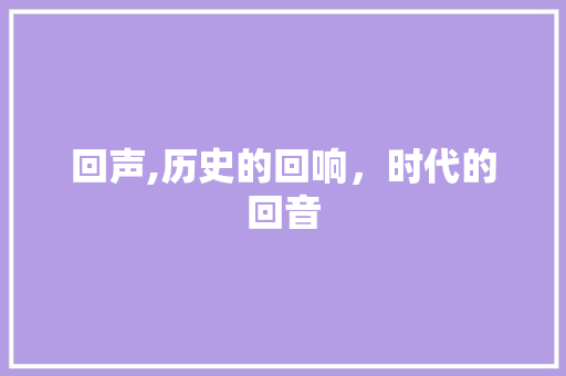 回声,历史的回响，时代的回音