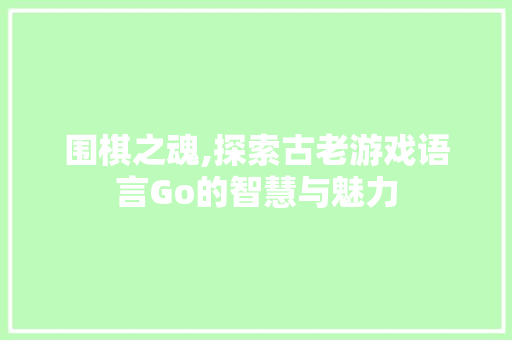 围棋之魂,探索古老游戏语言Go的智慧与魅力 必应SEO