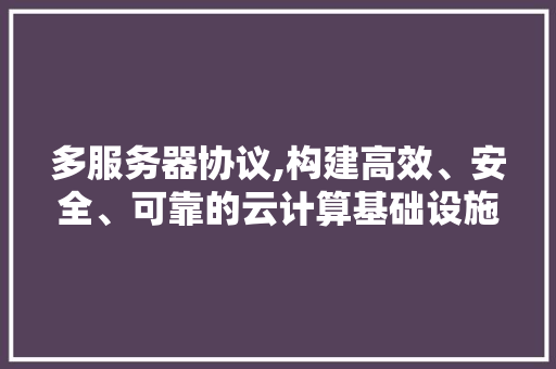 多服务器协议,构建高效、安全、可靠的云计算基础设施 百度SEO