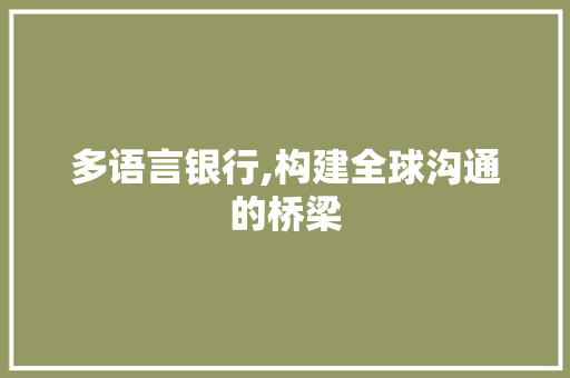 多语言银行,构建全球沟通的桥梁