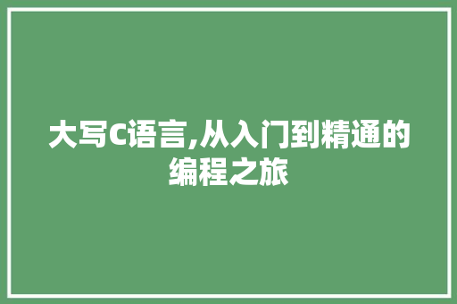 大写C语言,从入门到精通的编程之旅 百度SEO