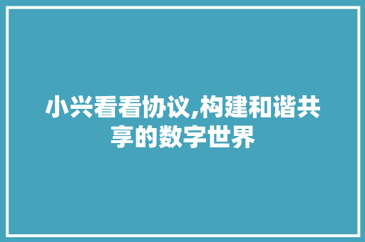 小兴看看协议,构建和谐共享的数字世界