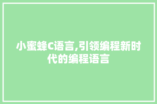 小蜜蜂C语言,引领编程新时代的编程语言 百度SEO