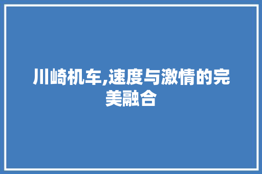 川崎机车,速度与激情的完美融合 搜狗SEO