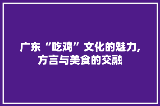 广东“吃鸡”文化的魅力,方言与美食的交融 百度SEO