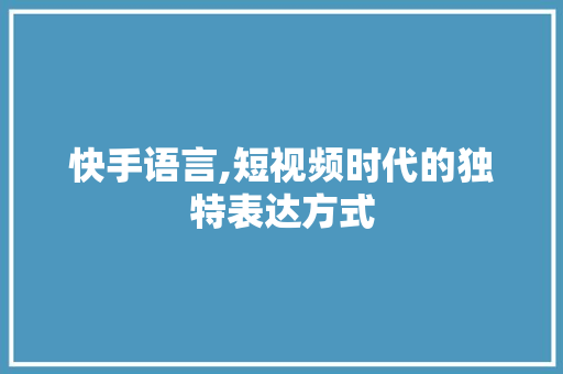 快手语言,短视频时代的独特表达方式 GoogleSEO