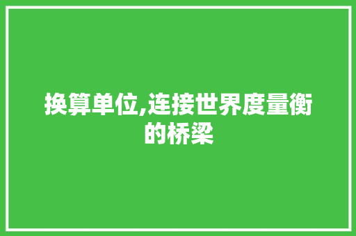 换算单位,连接世界度量衡的桥梁 必应SEO