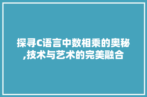 探寻C语言中数相乘的奥秘,技术与艺术的完美融合 百度SEO