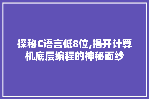 探秘C语言低8位,揭开计算机底层编程的神秘面纱