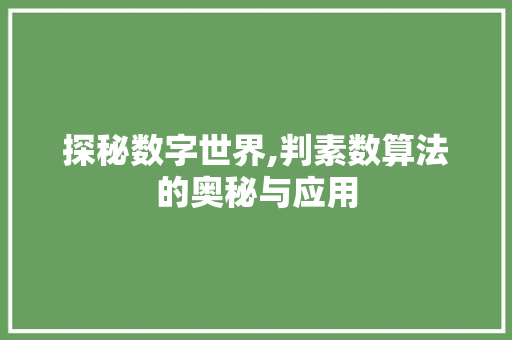探秘数字世界,判素数算法的奥秘与应用 必应SEO