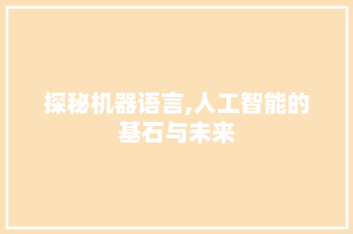 探秘机器语言,人工智能的基石与未来